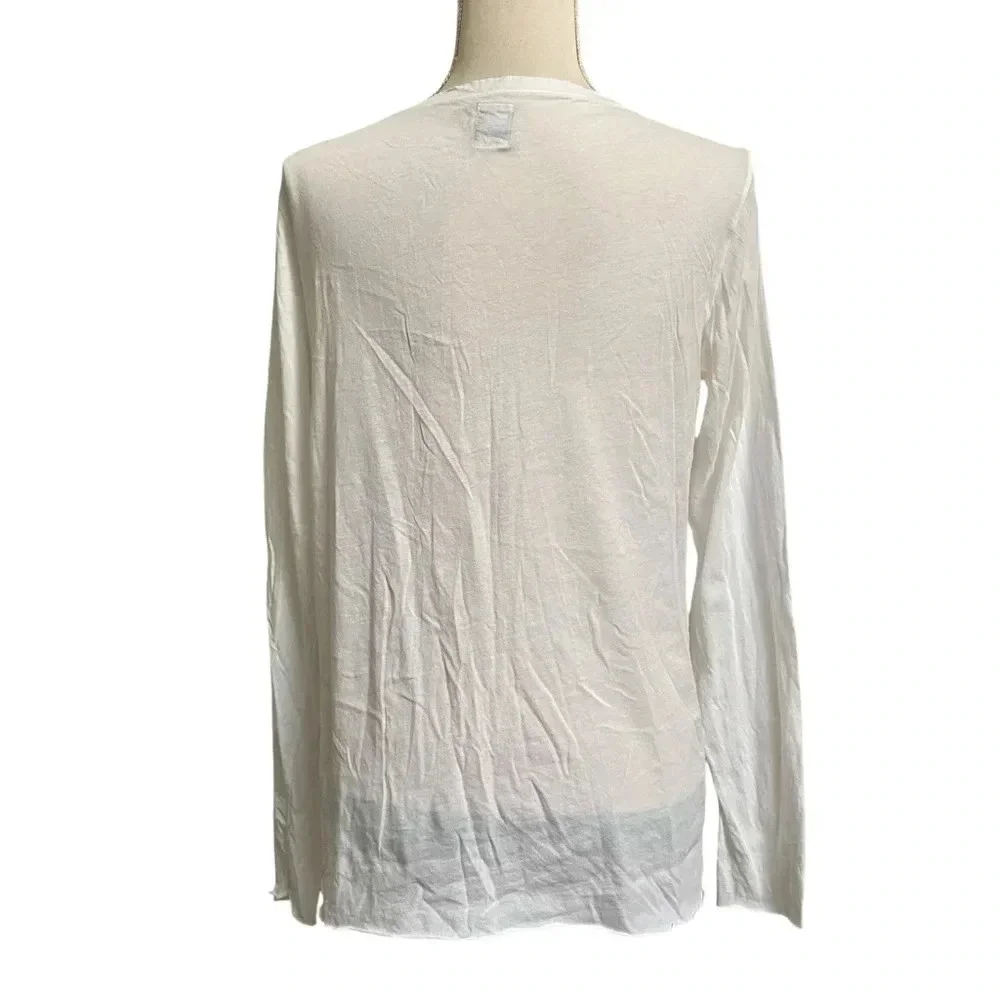 NSF White Lace Up Cotton Long Sleeve Lola Tee Top Small - Picture 11 of 13